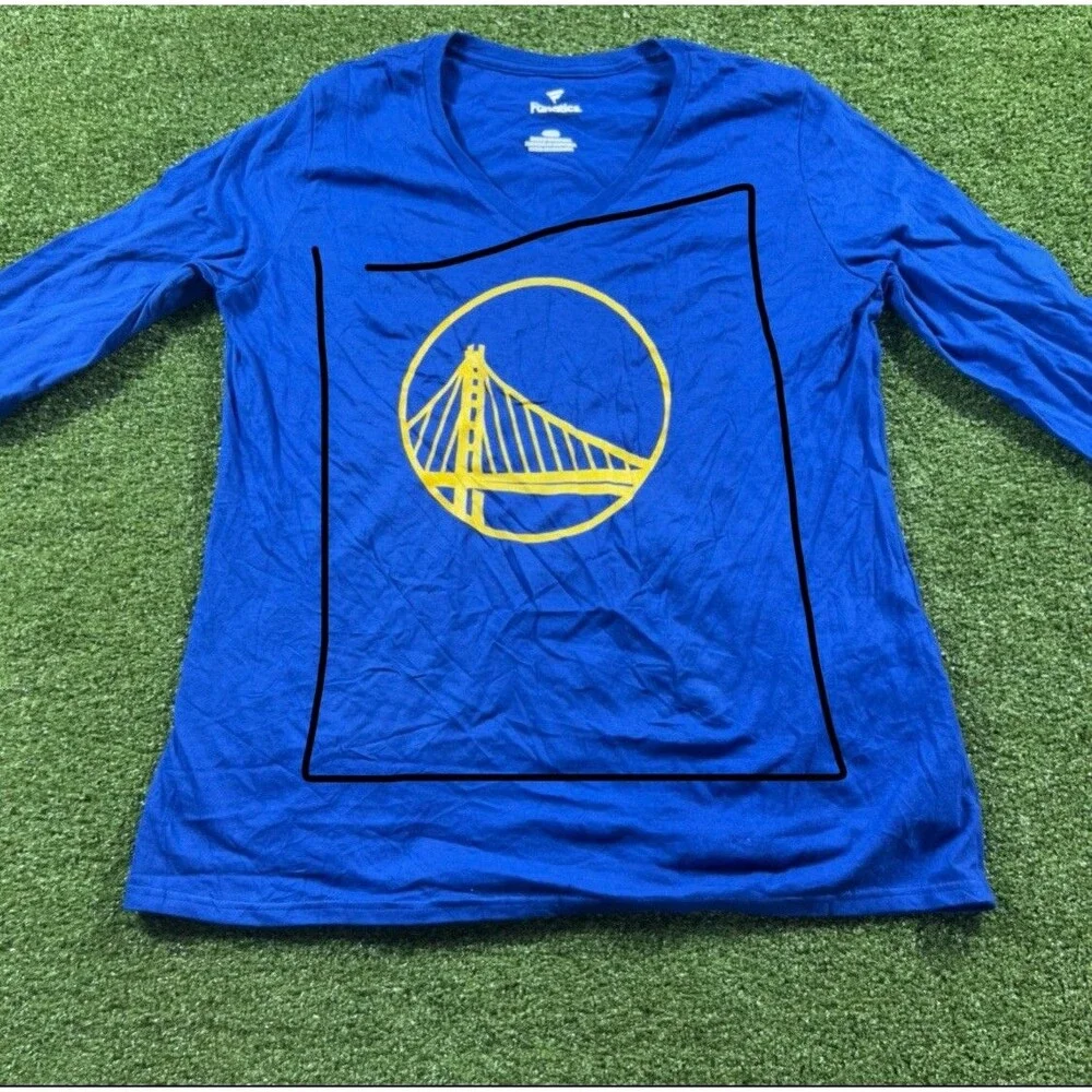 Golden State Warriors V-Neck Shirt Women’s Fanatics Size L NWOT Curry L/S